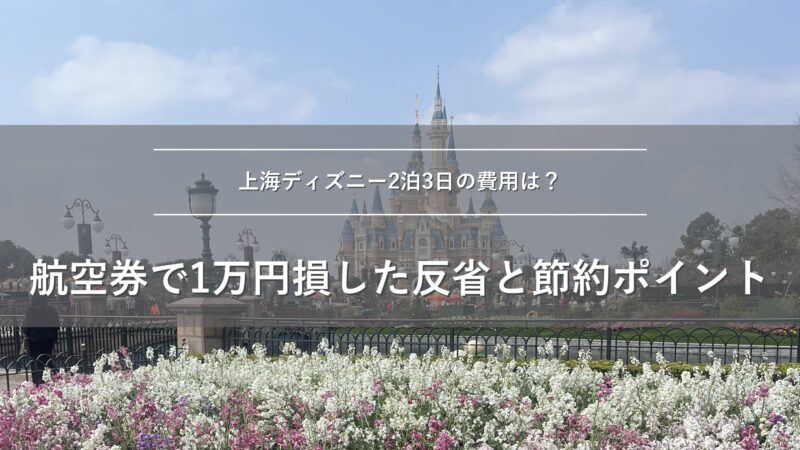 上海ディズニー2泊3日の費用は？航空券で1万円損した反省と節約ポイント